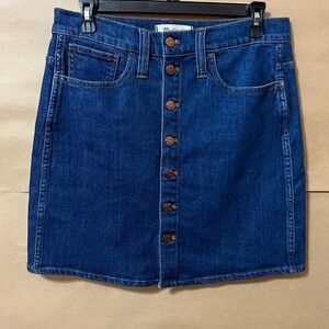 Madewell | Stretch Denim Straight Mini Skirt Arroyo Wash Button-Front Size 28